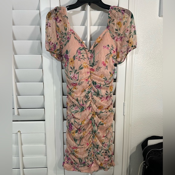 GUESS FLORAL RUCHED DRESS - Picture 1 of 3